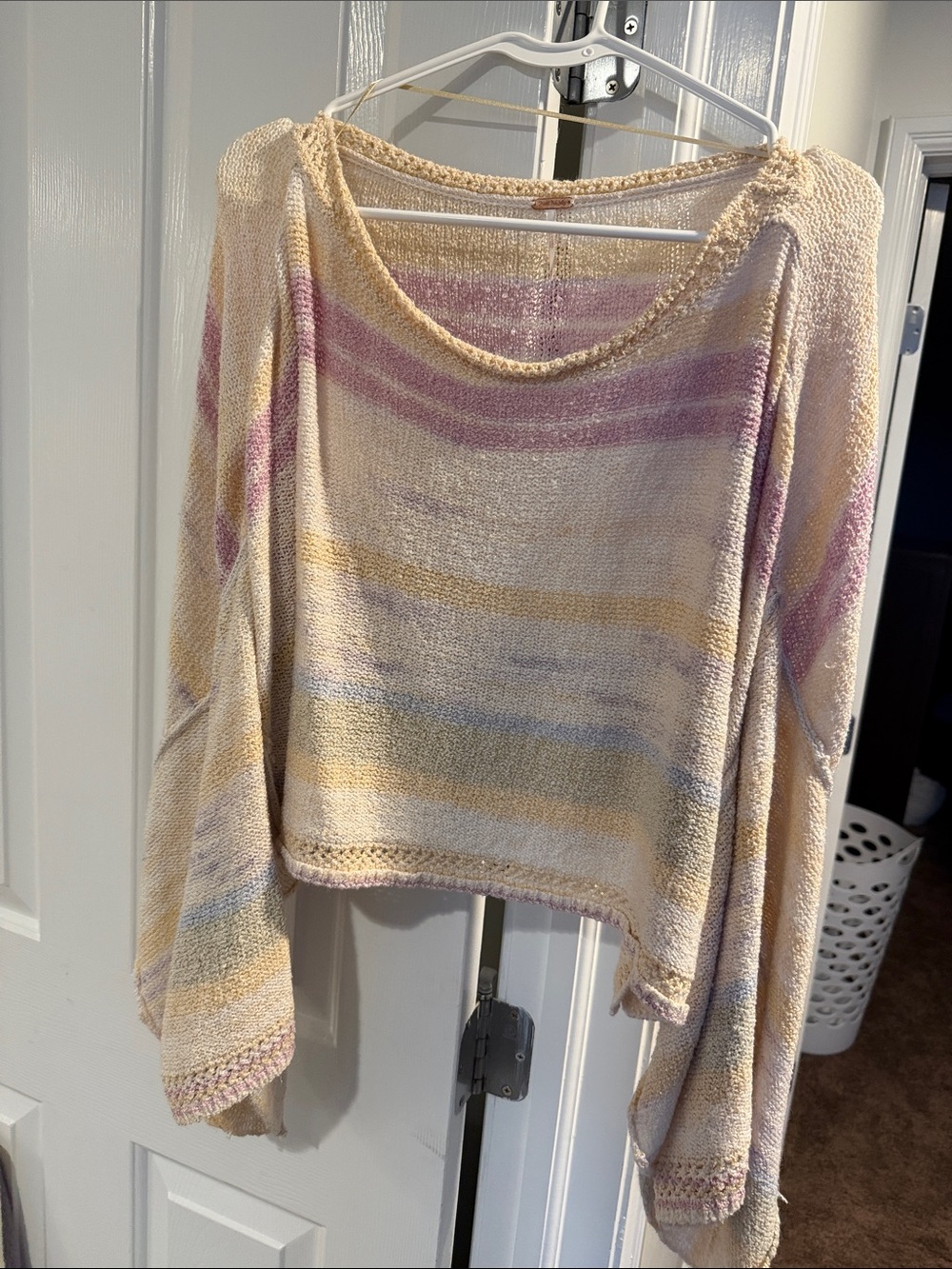 Free People Lightweight Pastel Stripe Women's Sweater - Cream & Lavender